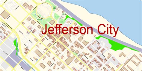 Columbia Jefferson City Missouri US Map Vector Exact City Plan detailed ...