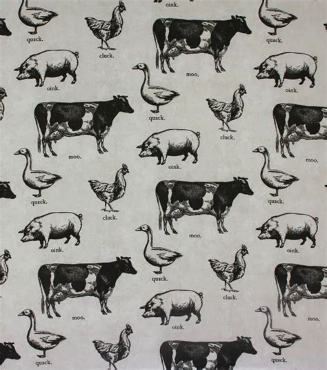 Farm Animal Black Cotton Canvas Fabric by Richloom | Joann x Ribblr