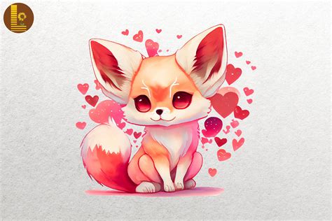 Lovely Cute Baby Fennec Fox Valentine Graphic by Lewlew · Creative Fabrica