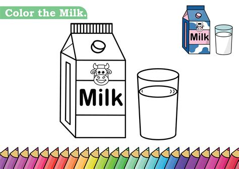 Milk coloring page. isolated coloring book. color pages for kids. Milk ...