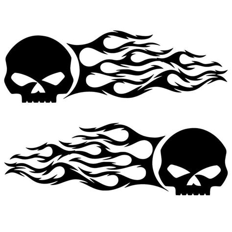 Kit de 2 stickers autocollants Harley Davidson Logo Skull Flammes