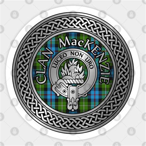 Clan MacKenzie Crest & Tartan Knot - Mackenzie - Sticker | TeePublic