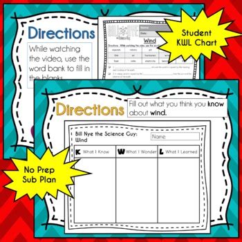 Bill Nye WIND Video Guide, Quiz, Sub Plan, Worksheets, No Prep Lesson