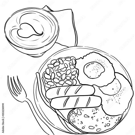 Plate Of Food Drawing