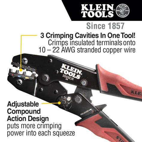 Klein Tools Ratcheting Crimper Insulated Terminal Wire Crimping Crimp ...