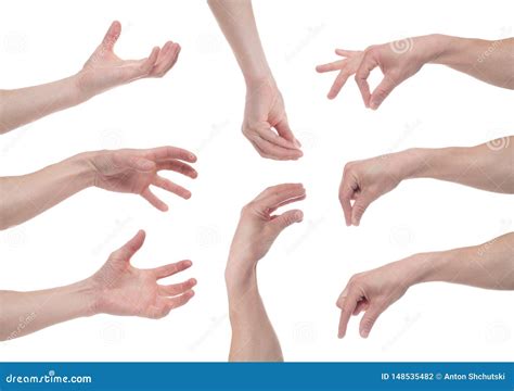 Empty Male Hand Making Gesture Like Holding Something Isolated on White ...