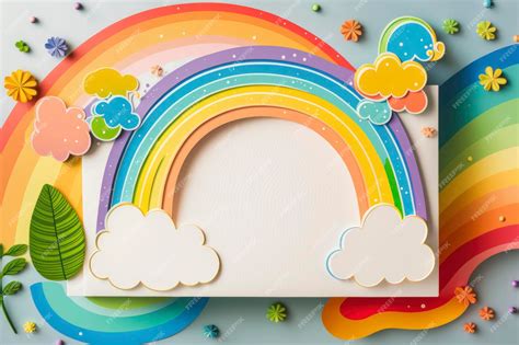 Premium AI Image | Rainbow background baby shower hand drawing copy space mockup