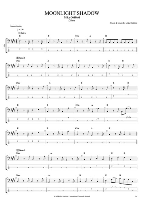 Moonlight Shadow Tab by Mike Oldfield (Guitar Pro) - Full Score | mySongBook