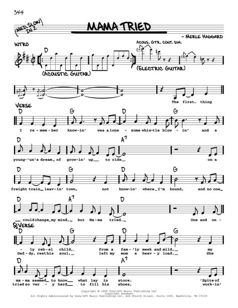 Merle Haggard 'Mama Tried' Sheet Music and Printable PDF Music Notes in ...