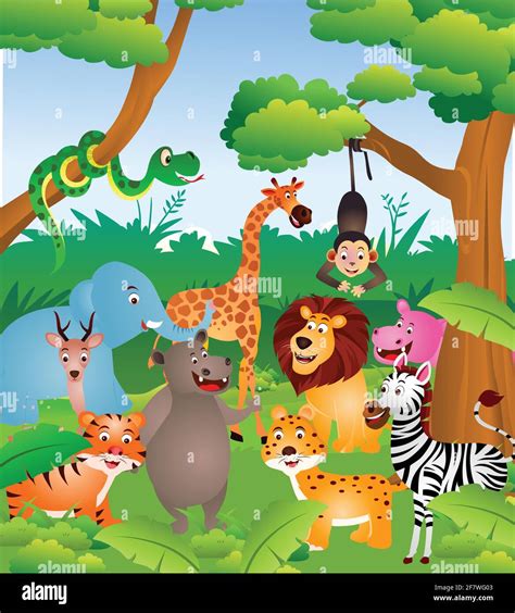 Forest animals cartoon background vector Stock Vector Image & Art - Alamy