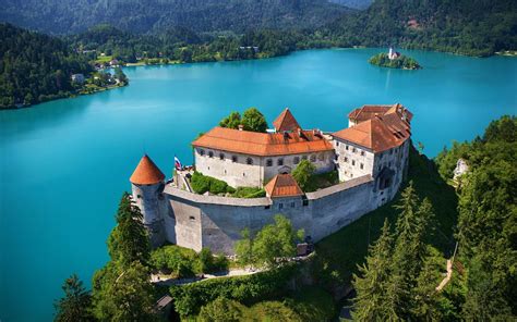 Lake Bled Castle Landscape - HD Wallpaper