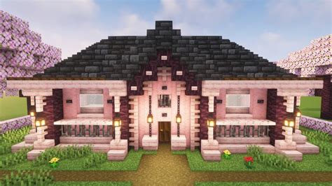 Minecraft Cherry Wood House | Minecraft creaties, Minecraft-ideeën, Minecraft