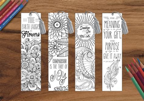 Coloring in Inspirational life quotes BOOKMARKS PRINTABLE