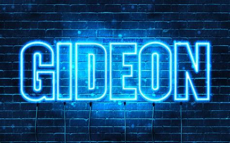 Download wallpapers Gideon, 4k, wallpapers with names, horizontal text, Gideon name, blue neon ...