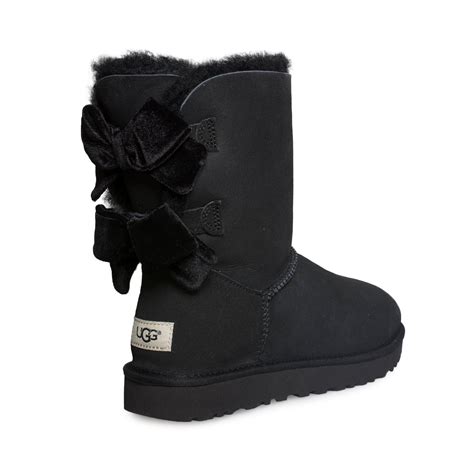 UGG Bailey Bow II Velvet Ribbon Black Boots - Women's - MyCozyBoots