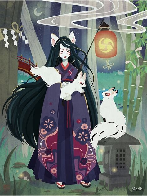 "Yokai Japanese Kitsune" Art Print for Sale by Merih | Redbubble