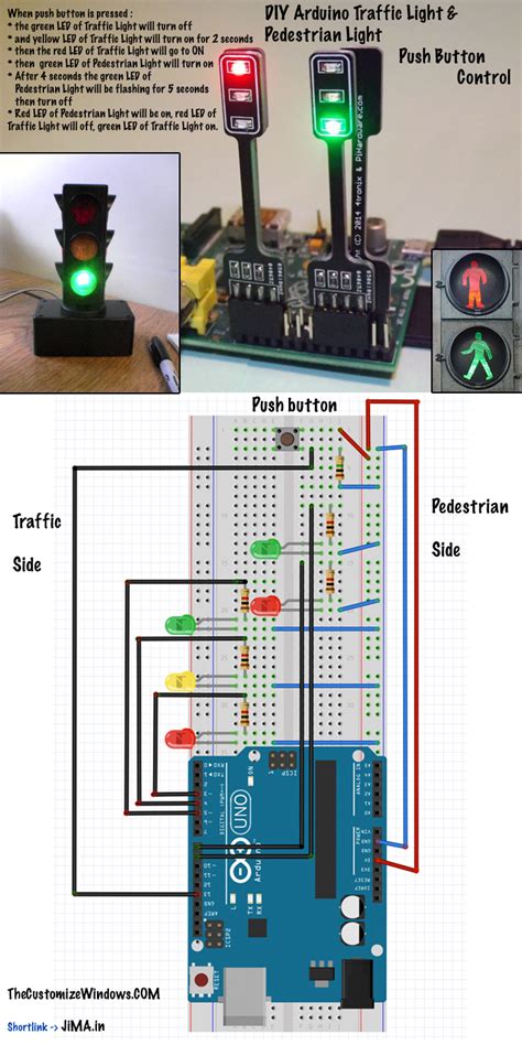 DIY Arduino Traffic Light Pedestrian Light Push Button Control