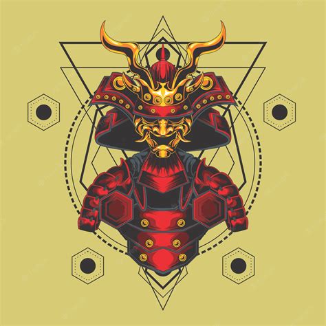 Premium Vector | Samurai armor sacred geometry