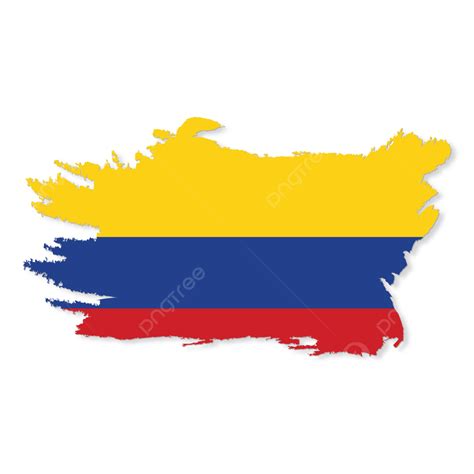 Flag Of Colombia Brush Stroke Clipart With Transparent Background, Flag ...