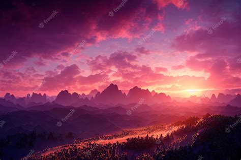 Premium Photo | Amazing scene with mountains Sunrise from the top of ...