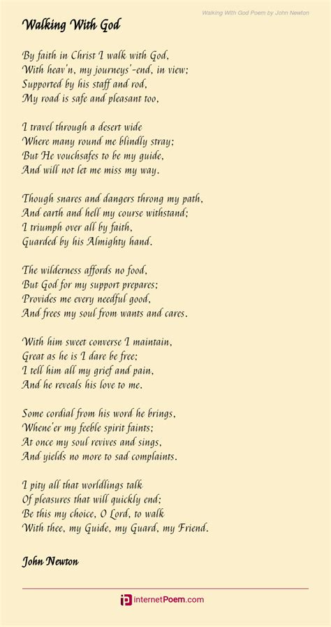 Walking With God Poem by John Newton