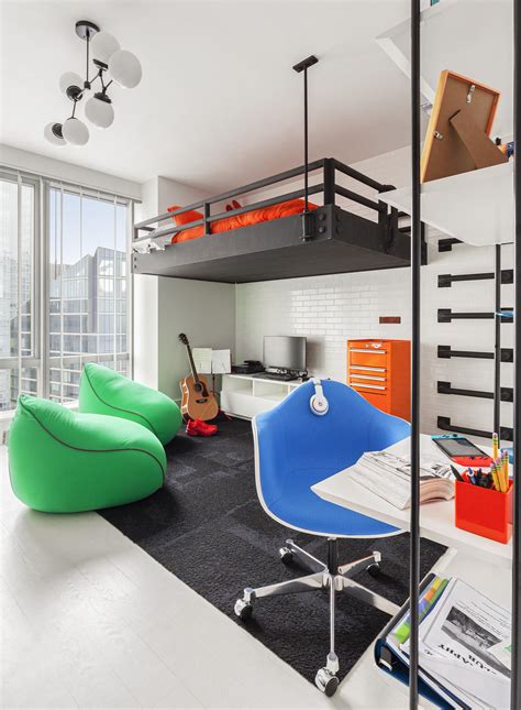 A Loft Bed Makes This Kid's Bedroom A Fun Place To Hang Out