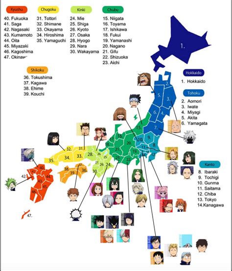 MHA Map Of Japan