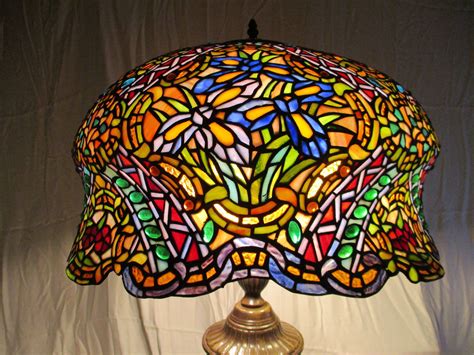 Antique Stunning Large Tiffany Style Stained Glass Table | Etsy | Stained glass table lamps ...