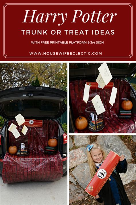 Harry Potter Trunk or Treat with Free Printable Platform 9 3/4 Sign - Housewife Eclectic | Harry ...