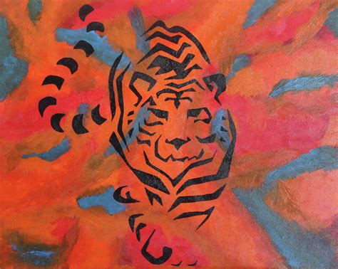 Tiger Abstract Painting Painting by Rebekah Fogle