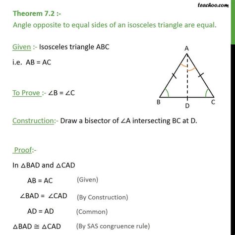 Theorem 7.2 - Angle opposite to equal sides of a triangle are equal