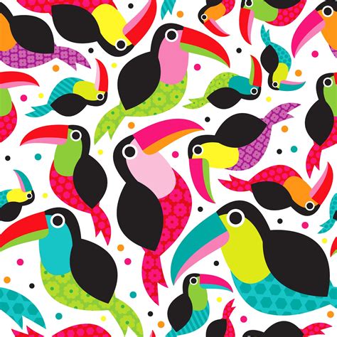 little smilemakers studio: > Colorful Toucan retro kids pattern and other surface pattern news