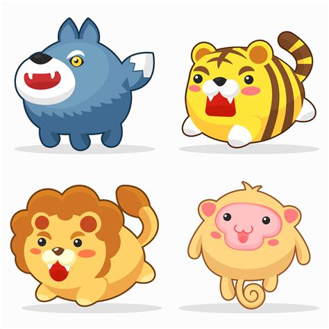 Cute animals funny cartoon character set 540317 Vector Art at Vecteezy