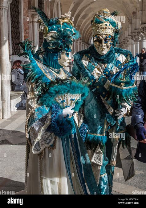 Venice Carnival, costumes, masks, masked ball, February, Piazza San Marco, St Mark's Square ...