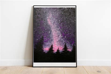 Pink Galaxy Painting Art Print Galaxy Poster Space Acrylic | Etsy