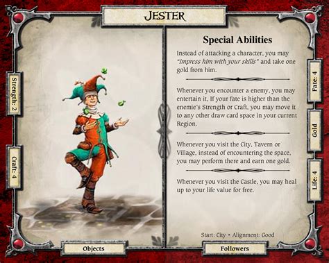 Amended Jester Nomad Talisman character card. | Talisman, Cards, Character