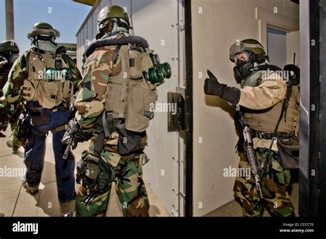 FBI SWAT (Special Weapons and Tactics) team member wears specialized ...