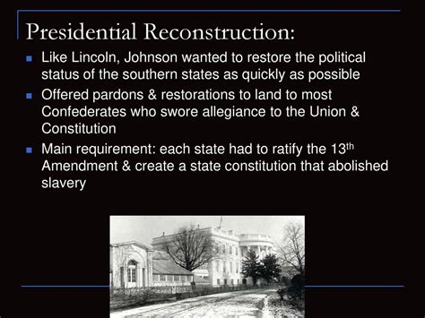 SSUSH10 Identify the identify legal, political, and social dimensions of Reconstruction. - ppt ...