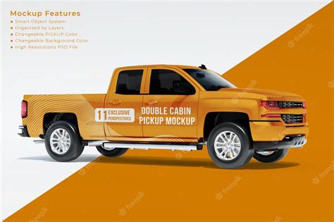 Premium PSD | Pickup truck mockup right front perspective view