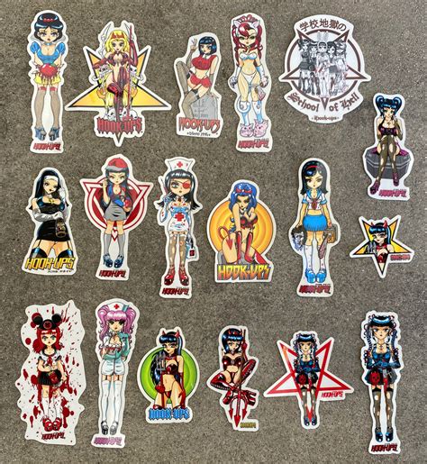 hook-ups demon girls classic stickers 18 pack – hookups