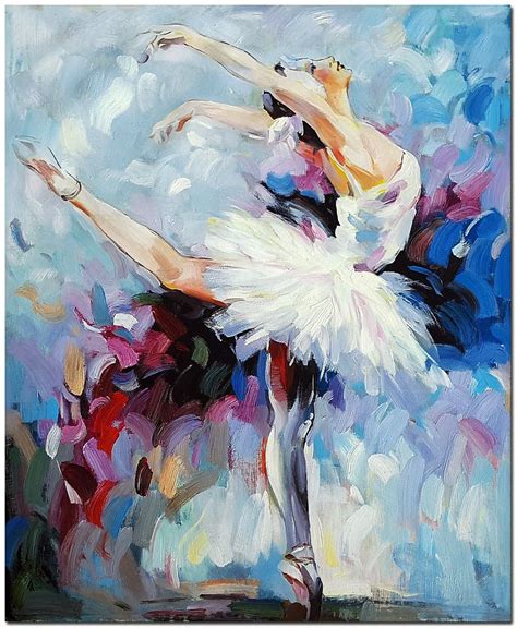 Hand Painted Ballet Dancer Oil Painting 60x50cm - Impressionist ...