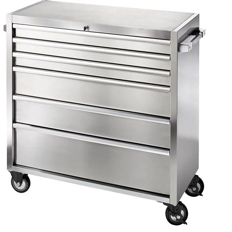 Stainless steel tool trolley: 6 drawers with individual pull-out stops | KAISER+KRAFT