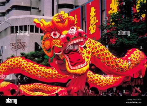 Chinese Dragons Dancing at Chinese New Year festival Singapore Stock Photo: 470077 - Alamy