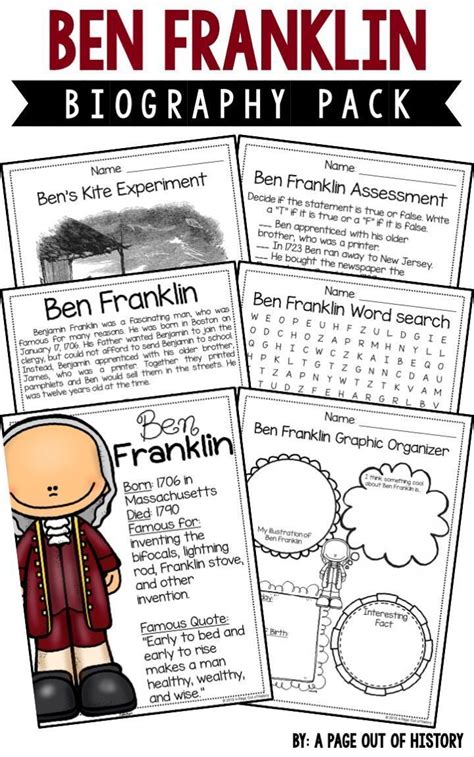 Ben Franklin Biography Pack (Famous Inventors) - A Page Out of History | Famous inventors ...