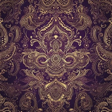 Premium AI Image | A purple and gold wallpaper with a large floral design generative ai