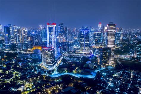 Glowing Skyscrapers at Night in Jakarta City Editorial Stock Photo - Image of district, modern ...