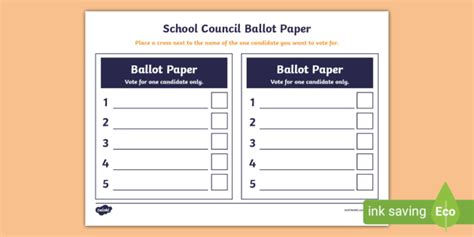 School Council Ballot Paper (Teacher-Made)