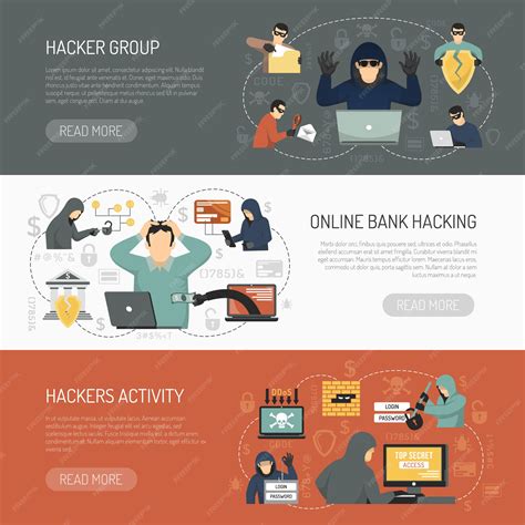 Free Vector | Hacker horizontal banner set