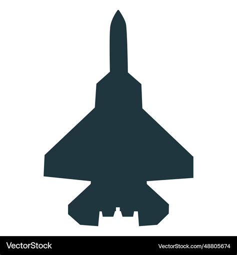 F 35 aircraft top view silhouette Royalty Free Vector Image