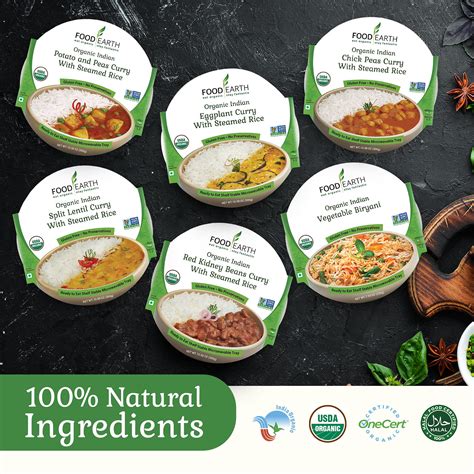 Food Earth - Indian Ready to Eat Meals, 6-Flavor Variety Pack, Packaged Indian Food, Pre ...